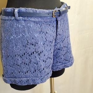 OMGEE Navy Blue Eyelet Cotton Shorts Trouser Slide pockets in Size Large